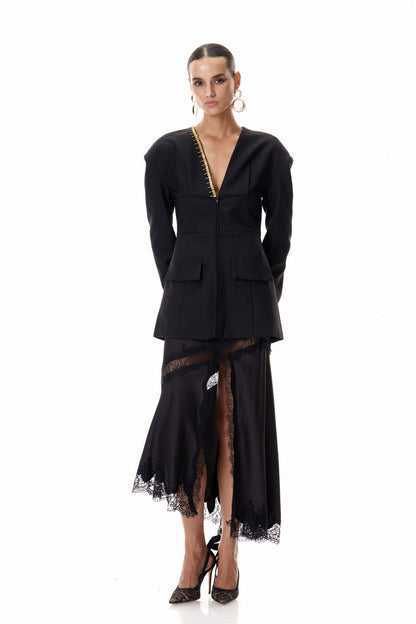 Climent Embellished Plunge Blazer