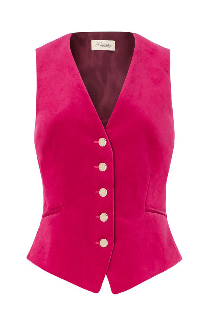 Clove Velvet Waistcoat - Hot Pink
