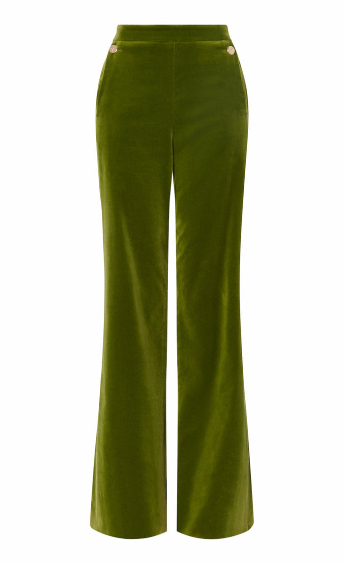 Clove Velvet Waisted Trousers - Chartreuse