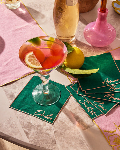 Cocktail Hour Embroidered 6P Cocktail Napkin Set
