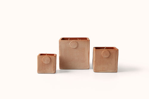 COLDPIECE POTTERY LAVENDER TERRACOTTA CUBE CANDLE