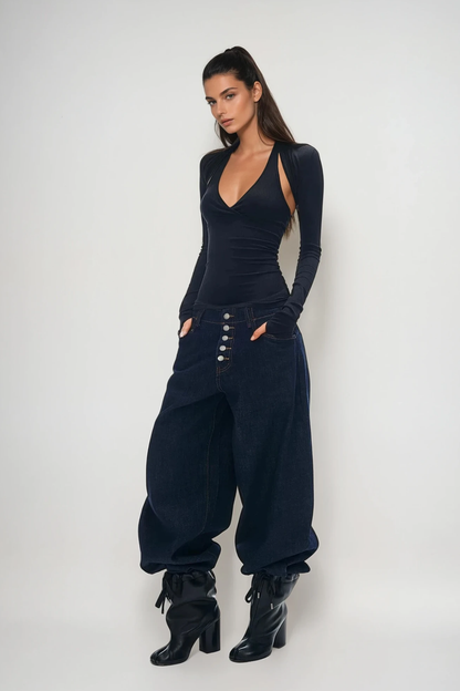 Colombina Two Piece Knit Top In Black
