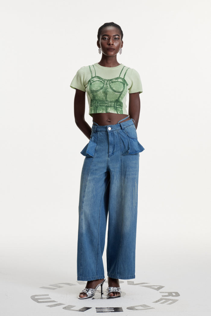 Comgal Ruffle Jeans