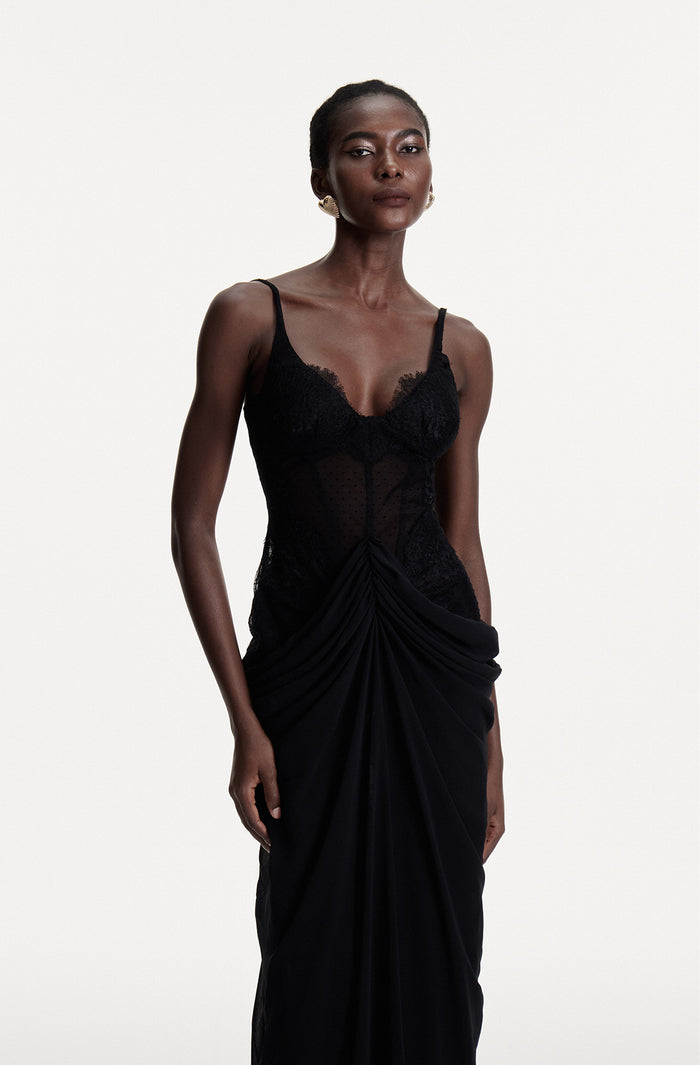 Constance Lace Ruch Maxi Dress