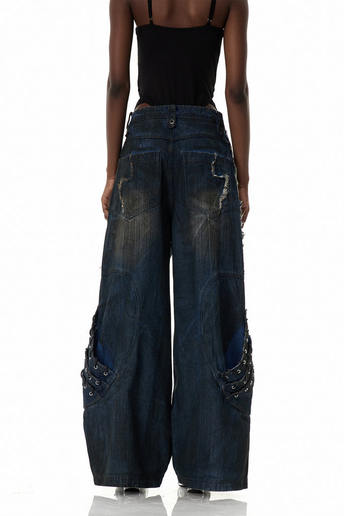 Courteney Deconstruct Fringe Jeans In Blue
