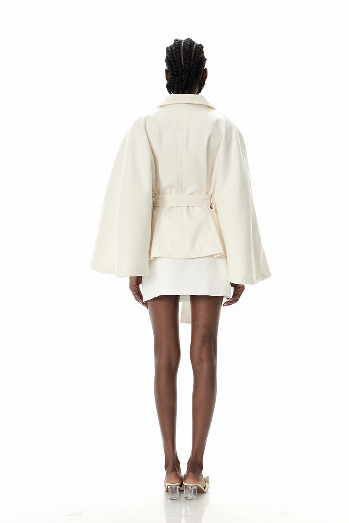 Crescentia Stand Collar Jacket In Beige