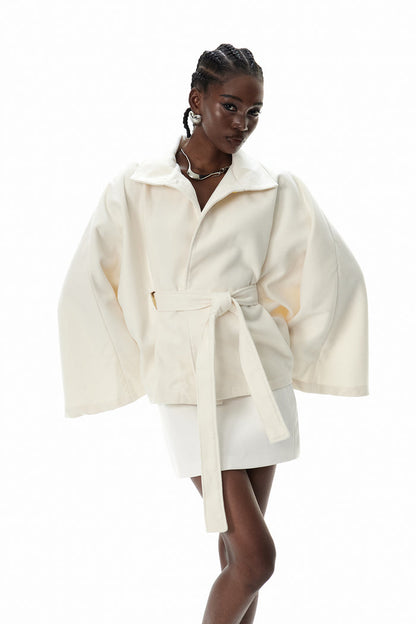 Crescentia Stand Collar Jacket In Beige