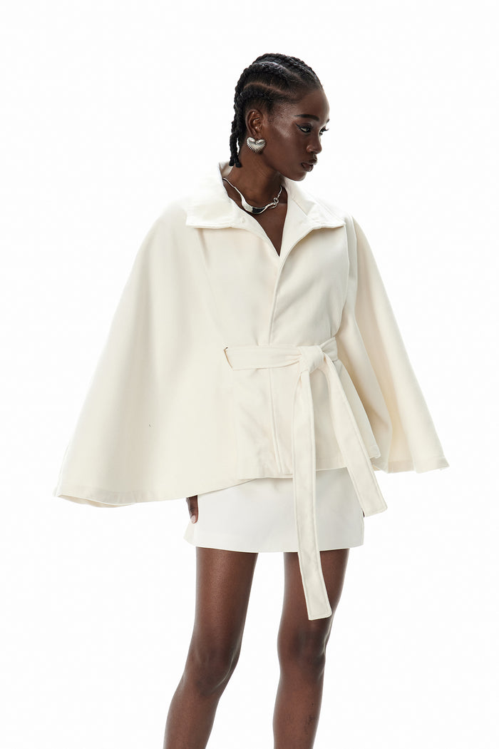 Crescentia Stand Collar Jacket In Beige