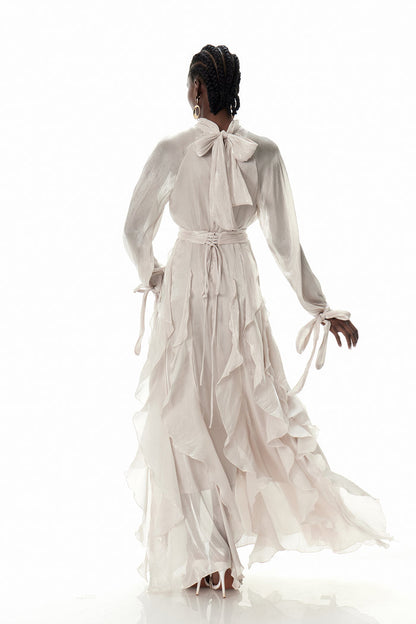 Criseyde Ruffle Ruch Maxi Dress