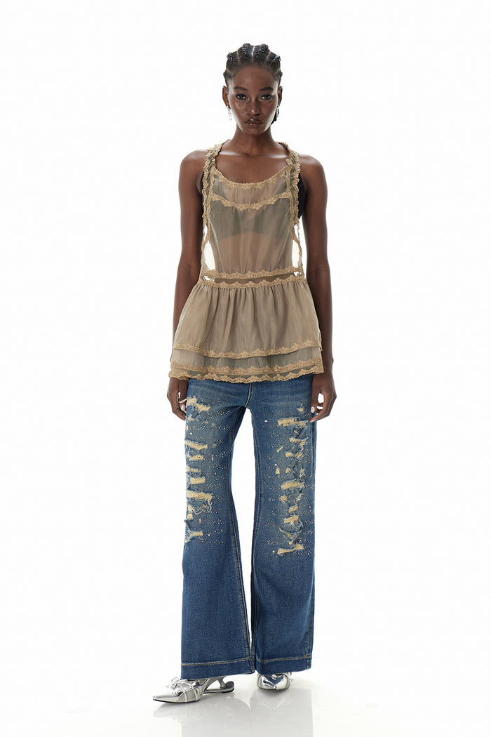 Cyneburg Lace Mesh Mini Dress