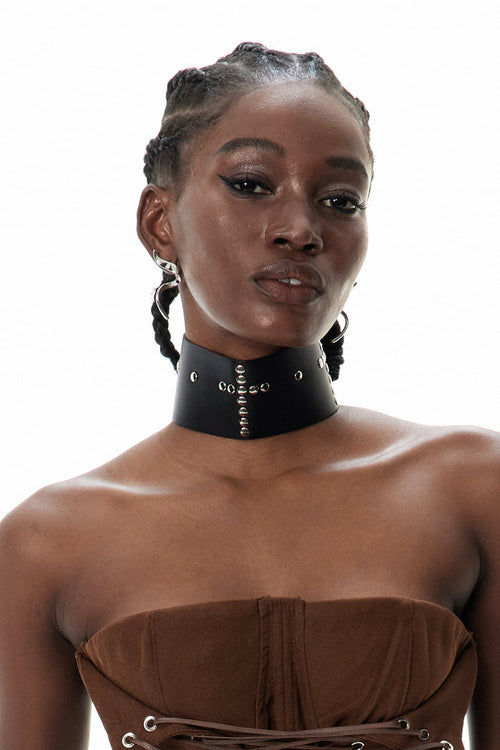 Cyneric Embellished Leather Choker