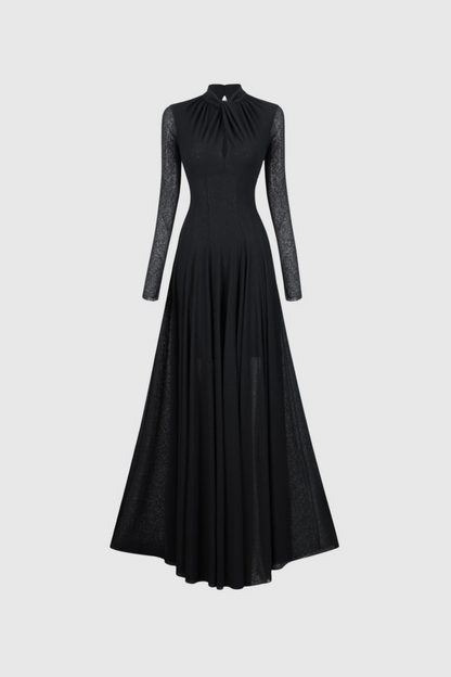 Dany Twist Long Sleeve Maxi Dress In Black
