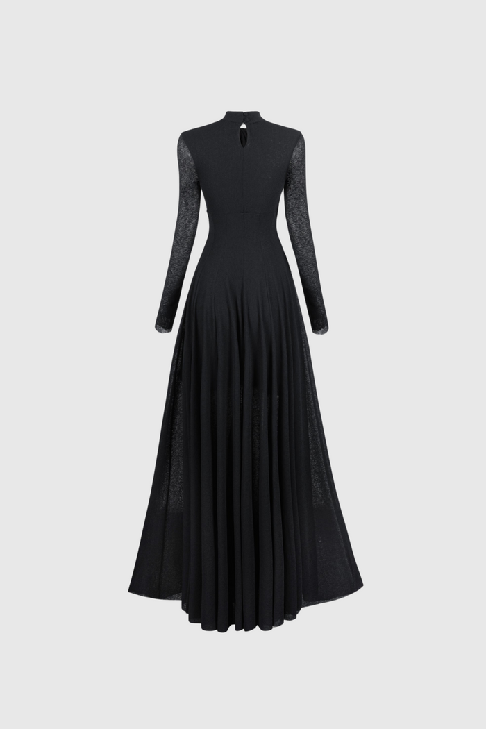 Dany Twist Long Sleeve Maxi Dress In Black