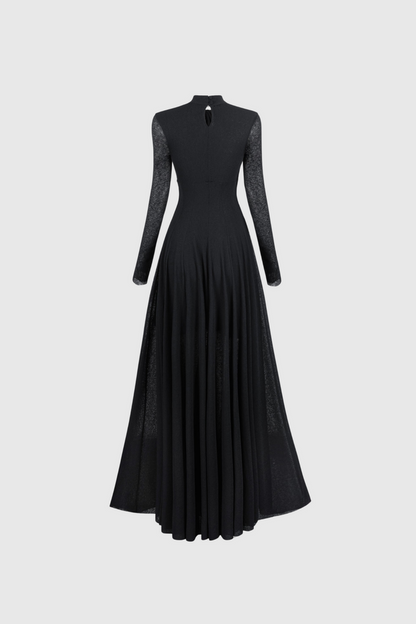 Dany Twist Long Sleeve Maxi Dress In Black