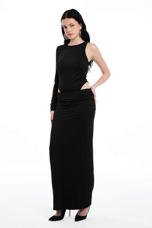 Darci Asymmetric Cutout Lace Skirt Set