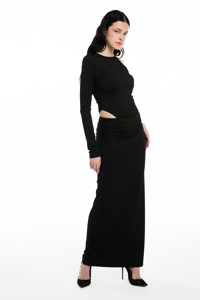 Darci Asymmetric Cutout Lace Skirt Set