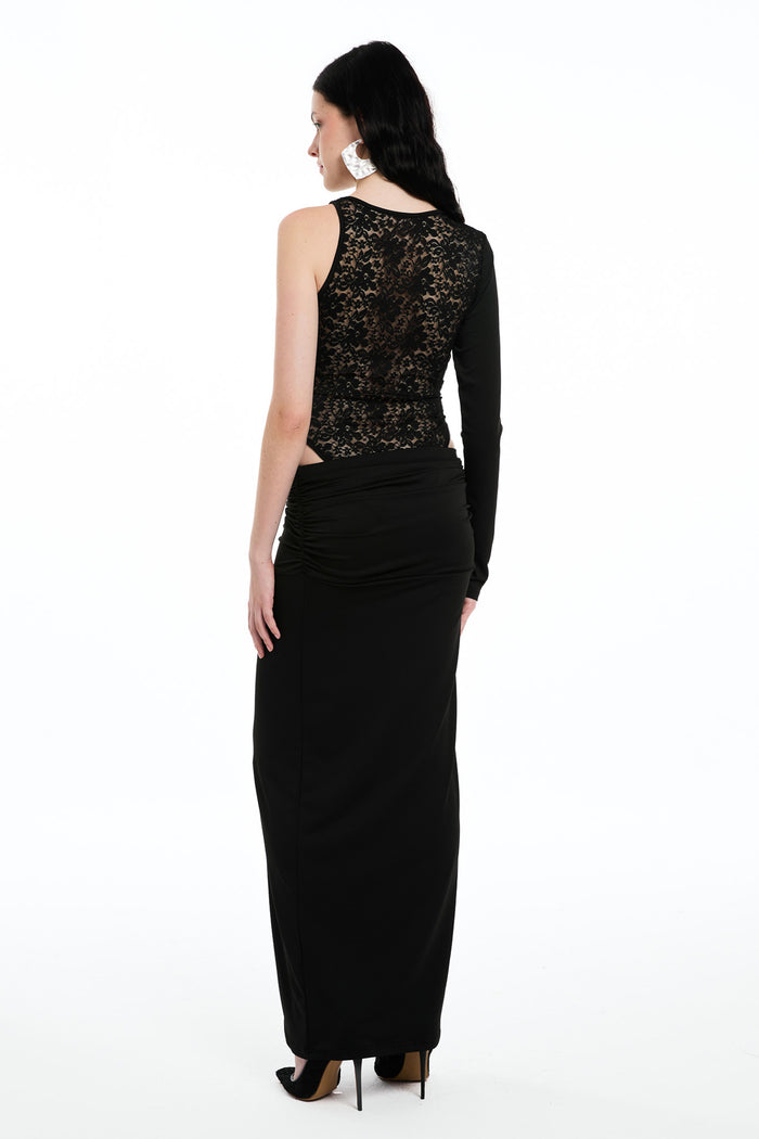 Darci Asymmetric Cutout Lace Skirt Set