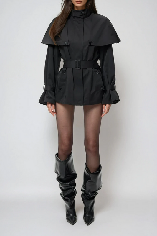 Davide Shawl Trench Coat In Black