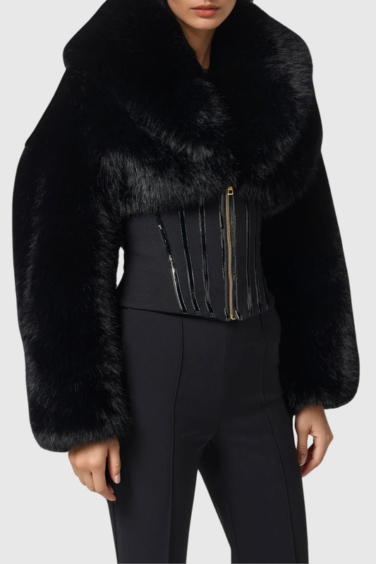 Davin Lapel Corset Faux Fur Jacket