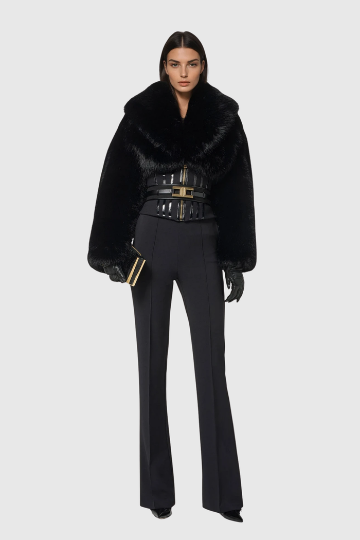 Davin Lapel Corset Faux Fur Jacket