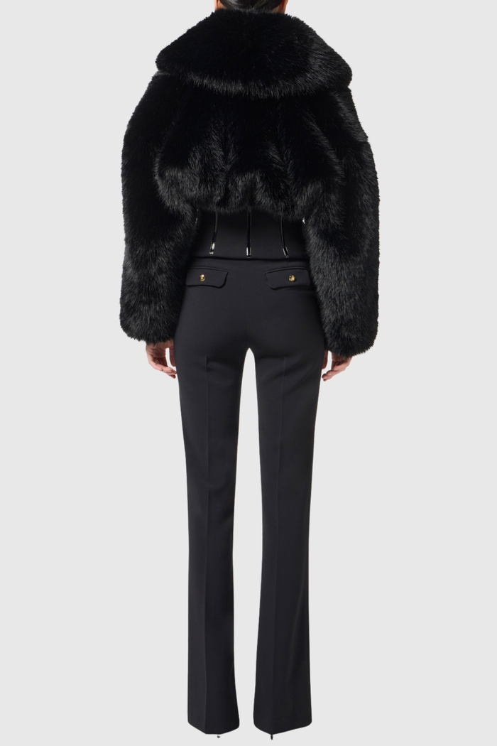 Davin Lapel Corset Faux Fur Jacket