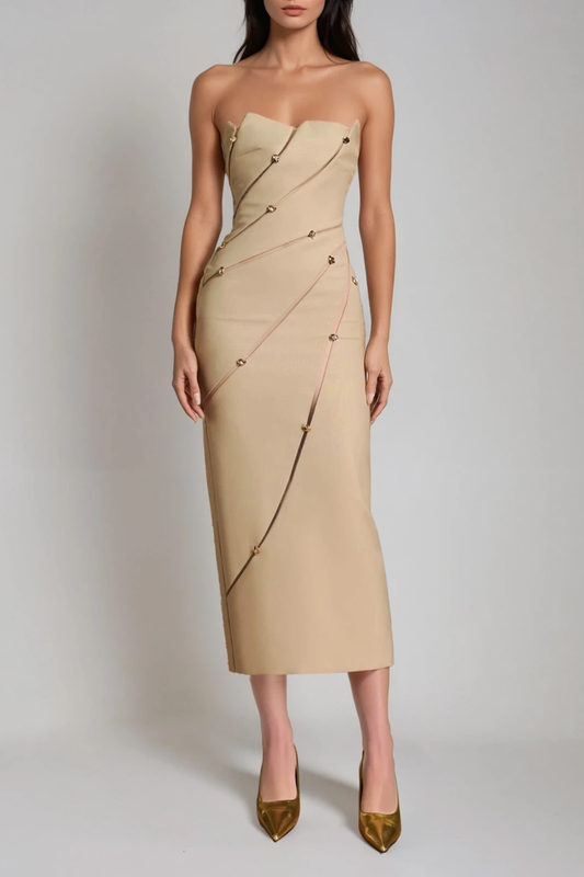 Davinia Strapless Asymmetric Maxi Dress