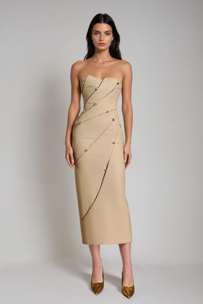 Davinia Strapless Asymmetric Maxi Dress