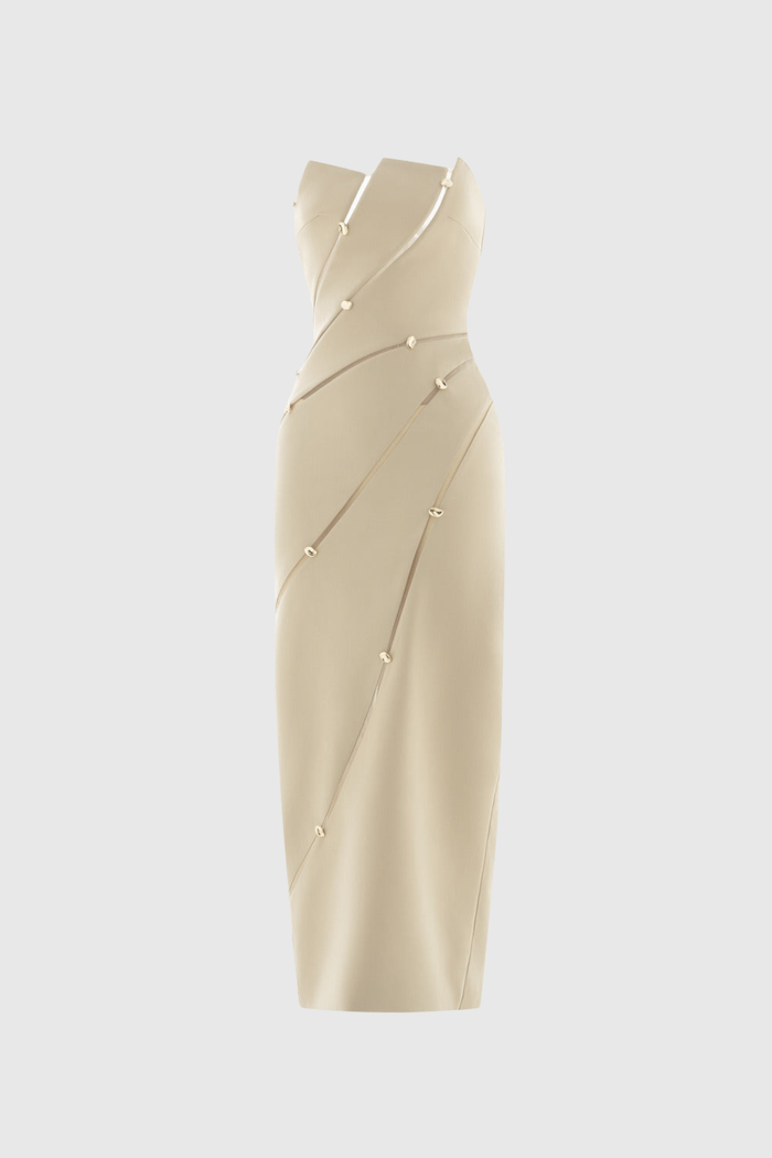 Davinia Strapless Asymmetric Maxi Dress