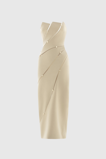 Davinia Strapless Asymmetric Maxi Dress