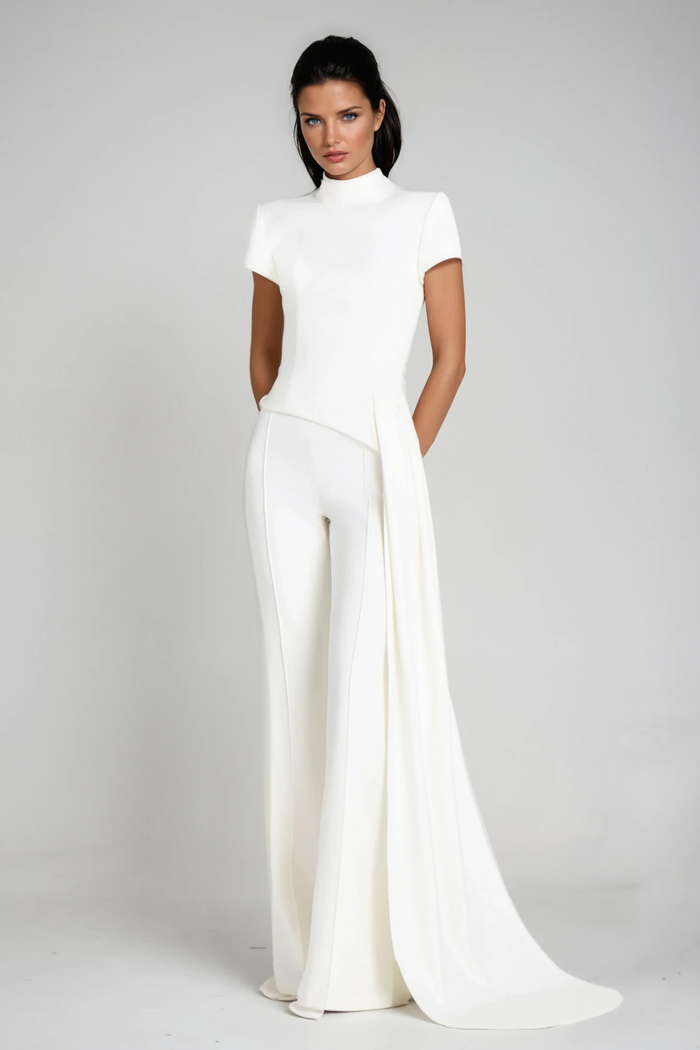 December Deconstruct Fringe Pants Set In White