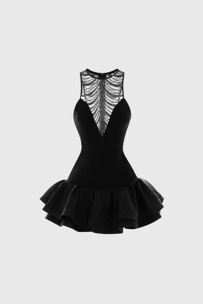 Decima Sequin Cutout Puffy Mini Dress