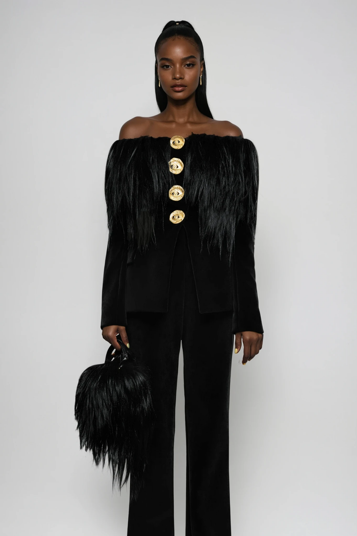 Dejan Off Shoulder Fringe Top