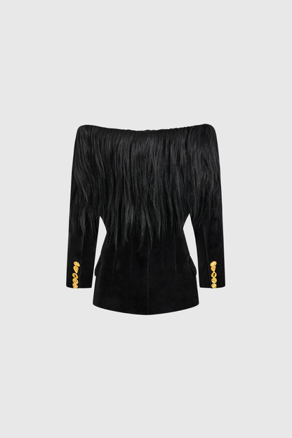 Dejan Off Shoulder Fringe Top