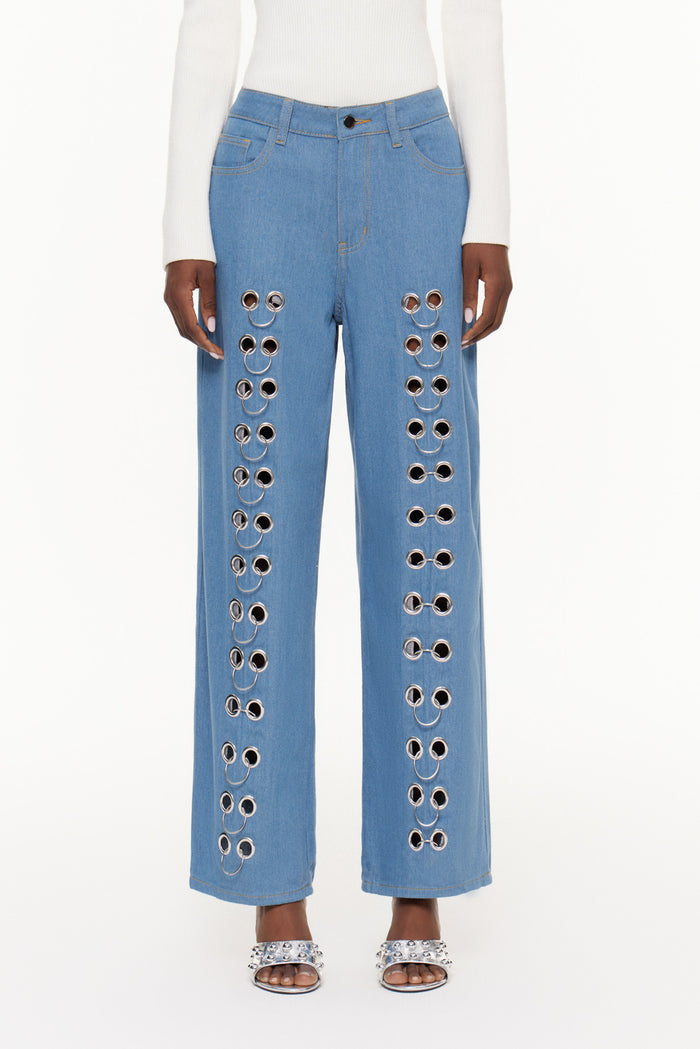Demi Eyelet Straight Jeans