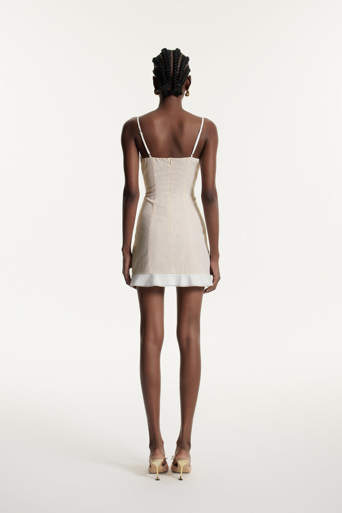 Dyrthis Spaghetti Lace Up Ruffle Mini Dress