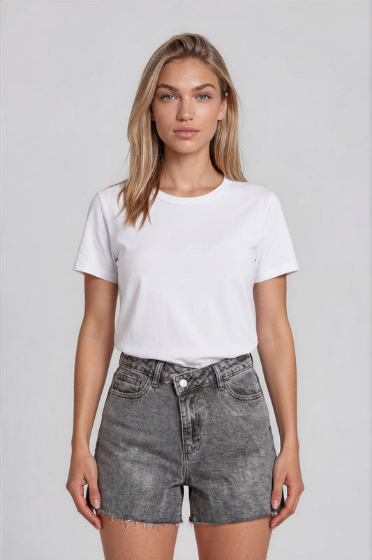 Eden Boyfriend Denim Shorts - Grey