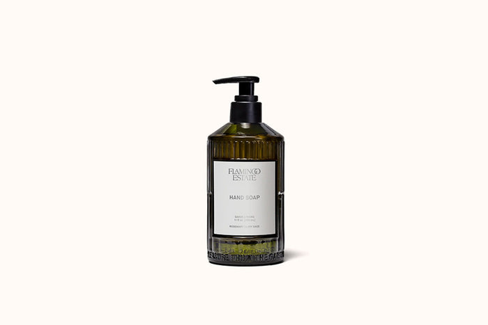 FLAMINGO ESTATE ROSEMARY CLARY SAGE HAND SOAP IN GLASS BOTTLE