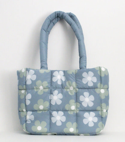 Flower Quilted Puffer Tote Bag