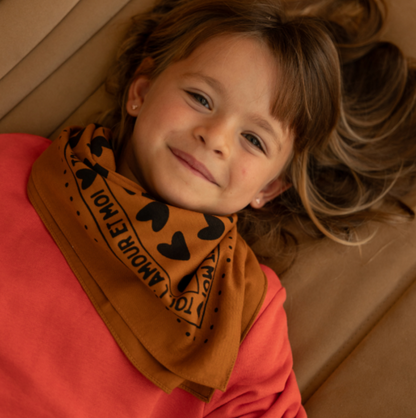 Foulard | Coeurs marron
