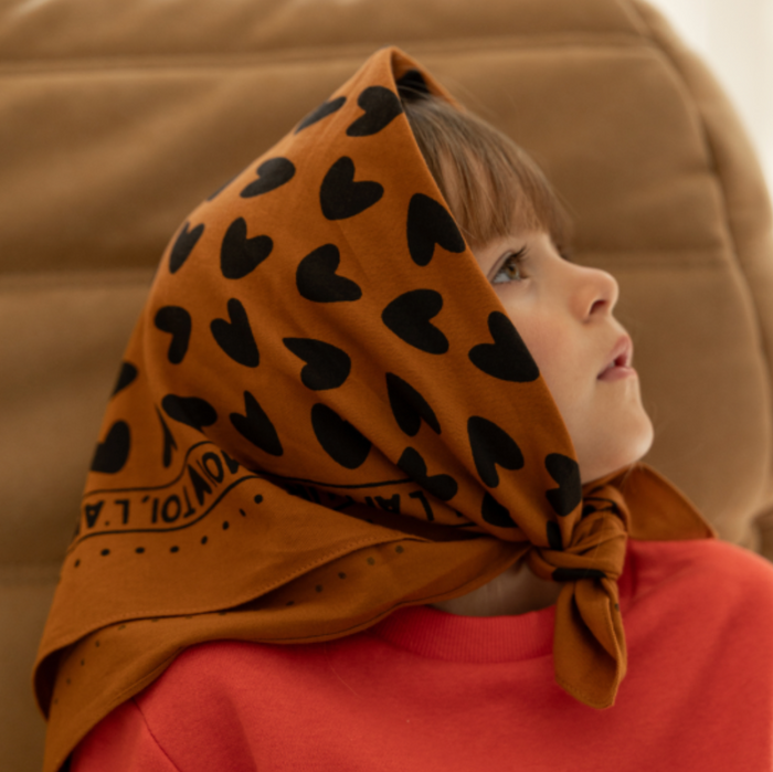 Foulard | Coeurs marron