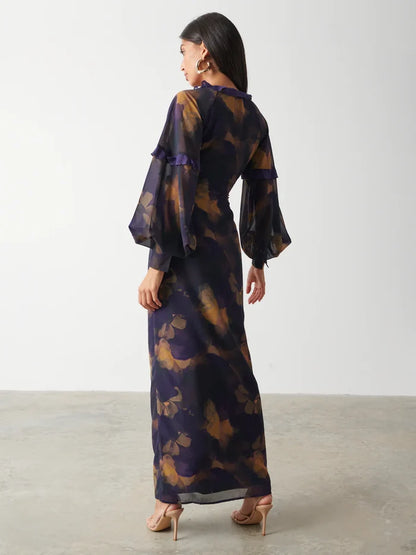 FRANCESCA FRILL MAXI DRESS (AMETHYST)
