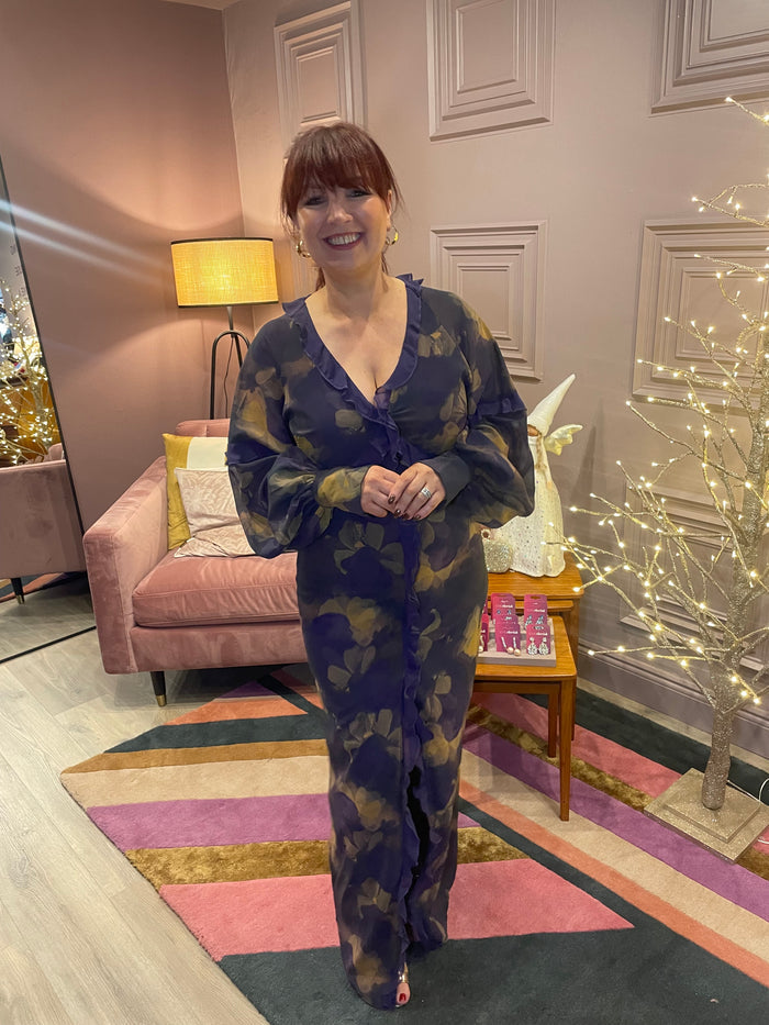 FRANCESCA FRILL MAXI DRESS (AMETHYST)