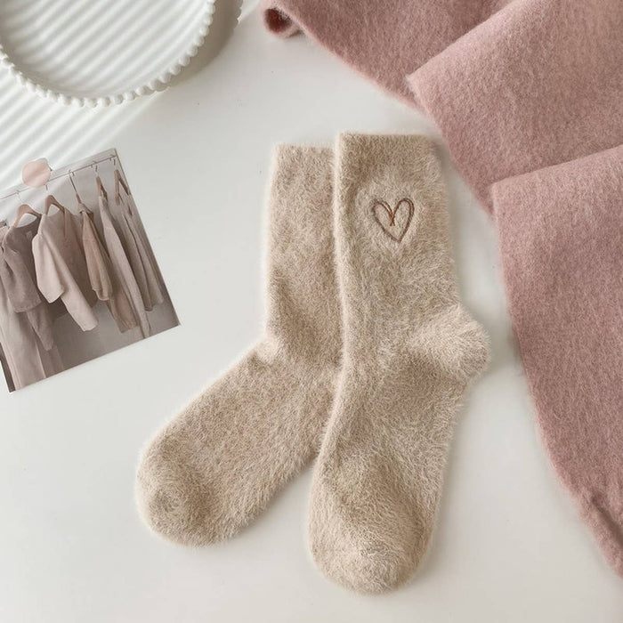 Fuzzy Heart Socks Mid - Adored A Lovely Boutique