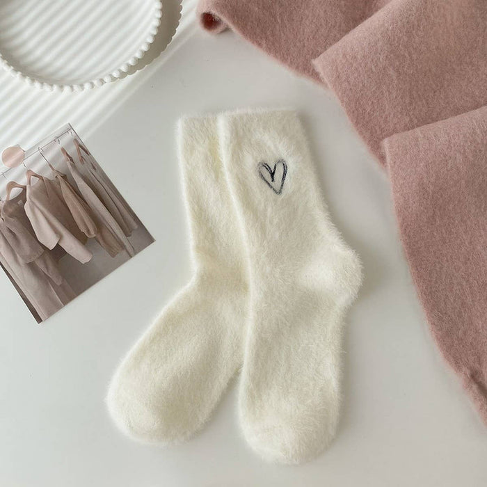 Fuzzy Heart Socks Mid - Adored A Lovely Boutique
