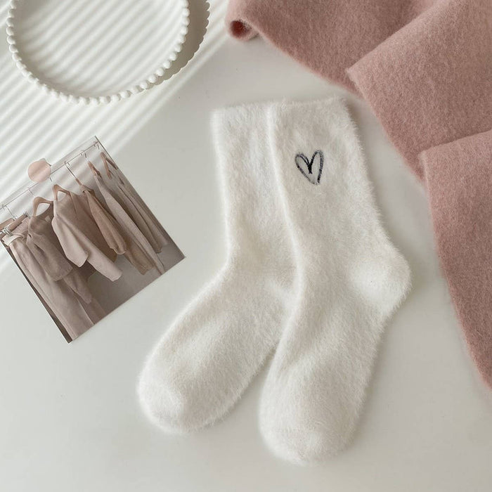 Fuzzy Heart Socks Mid - Adored A Lovely Boutique