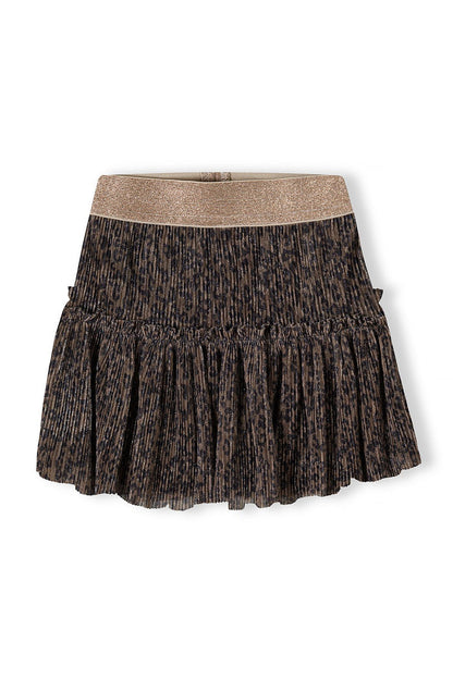 Sparkle Pleated Party Skirt, Brown, Metallic - 2