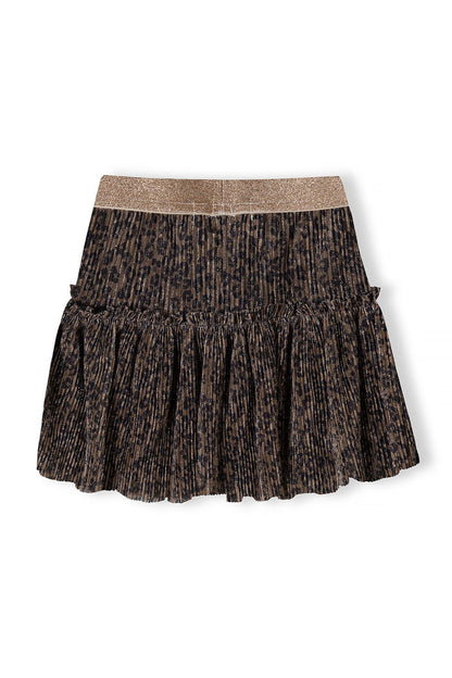 Sparkle Pleated Party Skirt, Brown, Metallic - 3