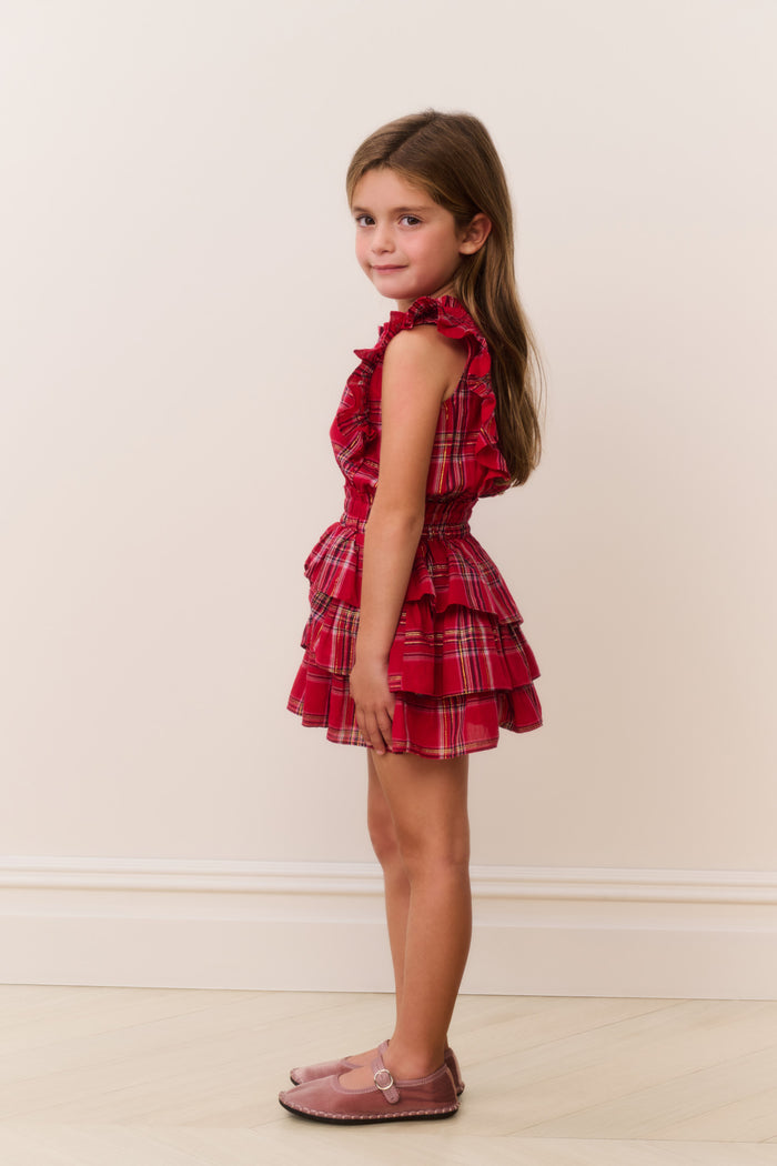 Girls Decker Cotton Tartan Ruffle Dress