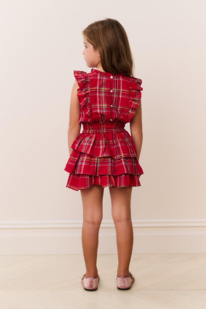 Girls Decker Cotton Tartan Ruffle Dress