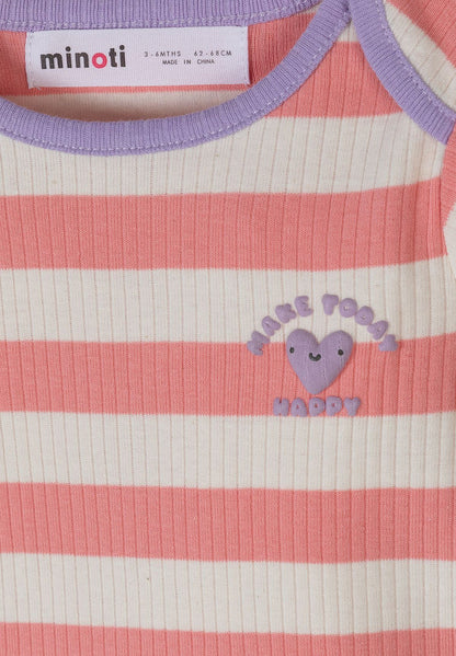 Short Sleeve Bodysuits 3-Pack, Striped Ribbed, Pastel - 6